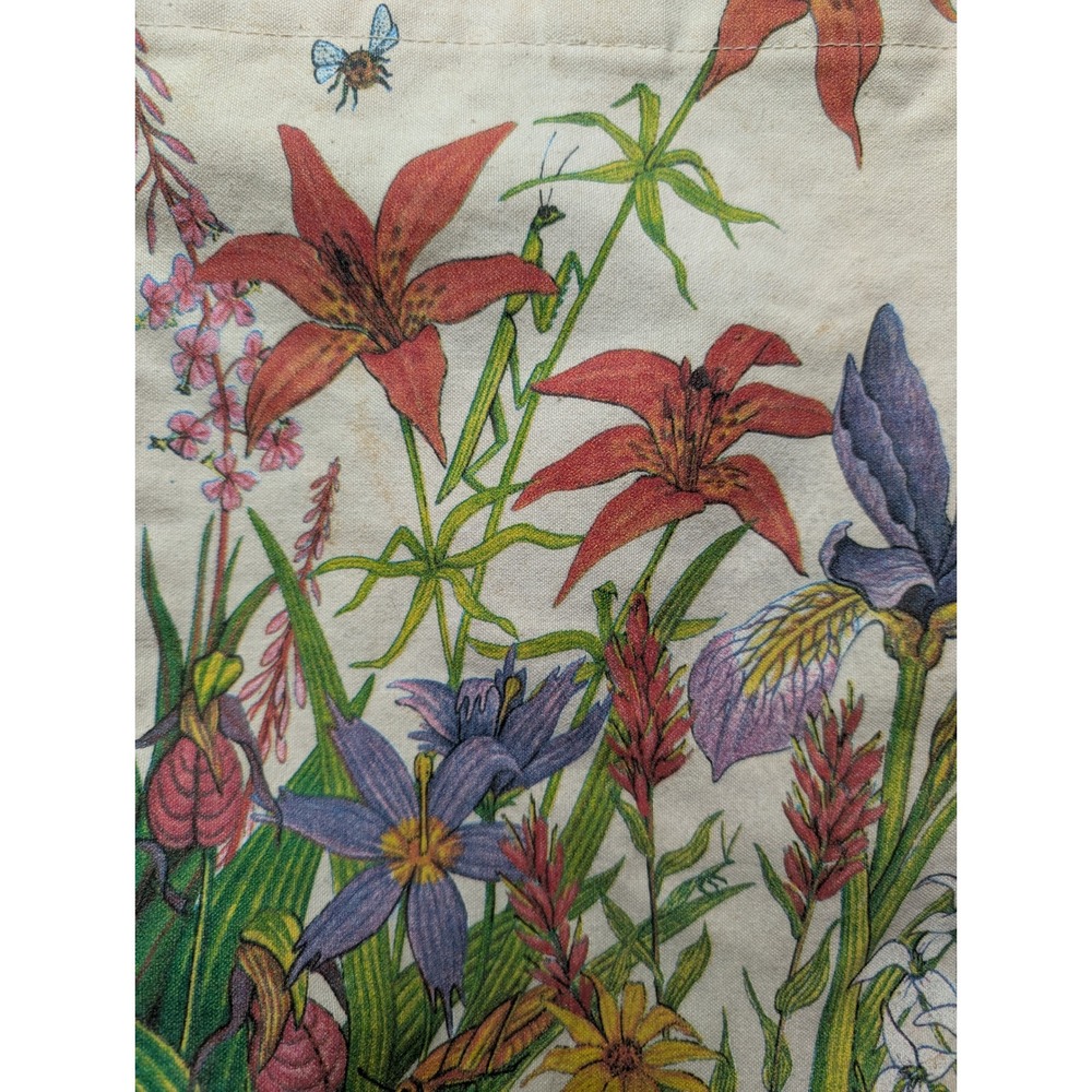 Harlequin Mills Canvas Tote Bag Women's Cream Joyce Reed Floral Print 1992 Art - Picture 4 of 9